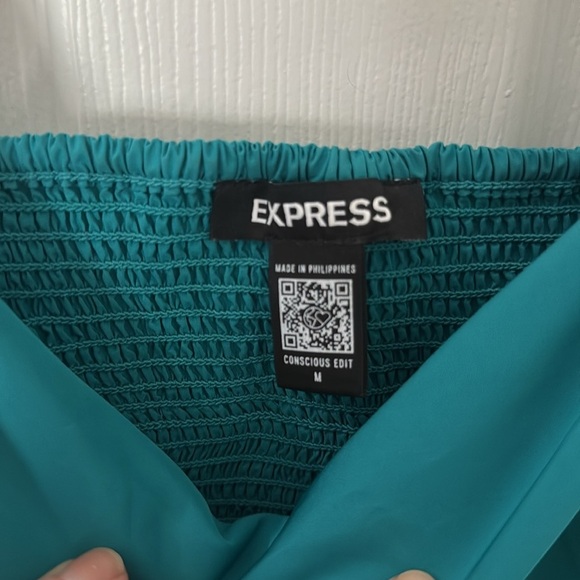 Express Teal Maxi Dress strapless, tiered size medium - Picture 2 of 6